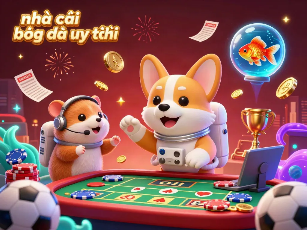 Experience the excitement of nhà cái bóng đá uy tín with a lively cartoon sports betting scene.