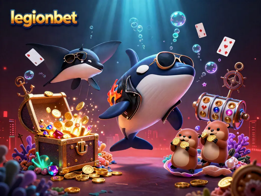 Experience excitement with legionbet's vibrant underwater casino adventure featuring animated characters.