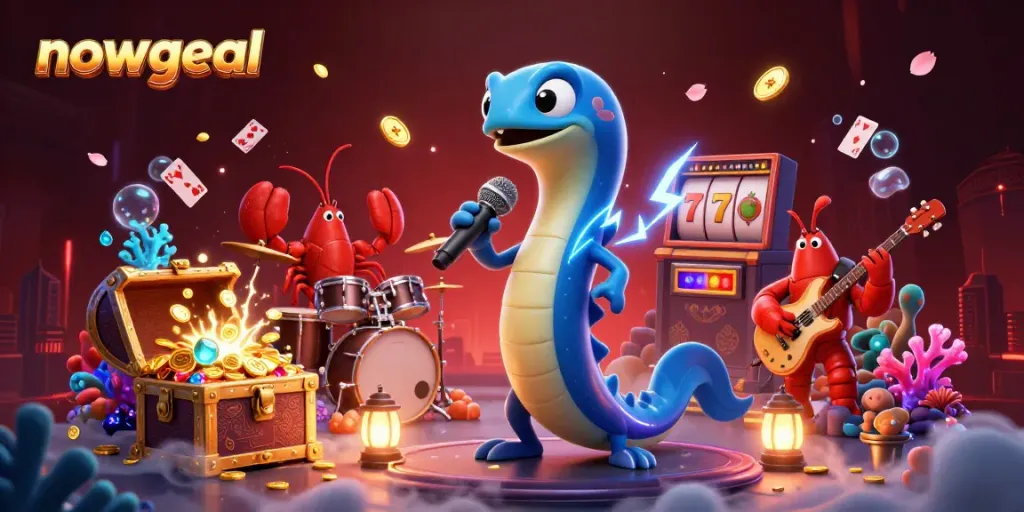 nowgoal showcases an electrifying underwater casino scene, highlighting an electric eel DJ and vibrant game elements.