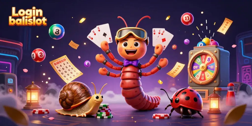 Engaging scene showcasing Login balislot with a millipede dealer and vibrant casino elements.