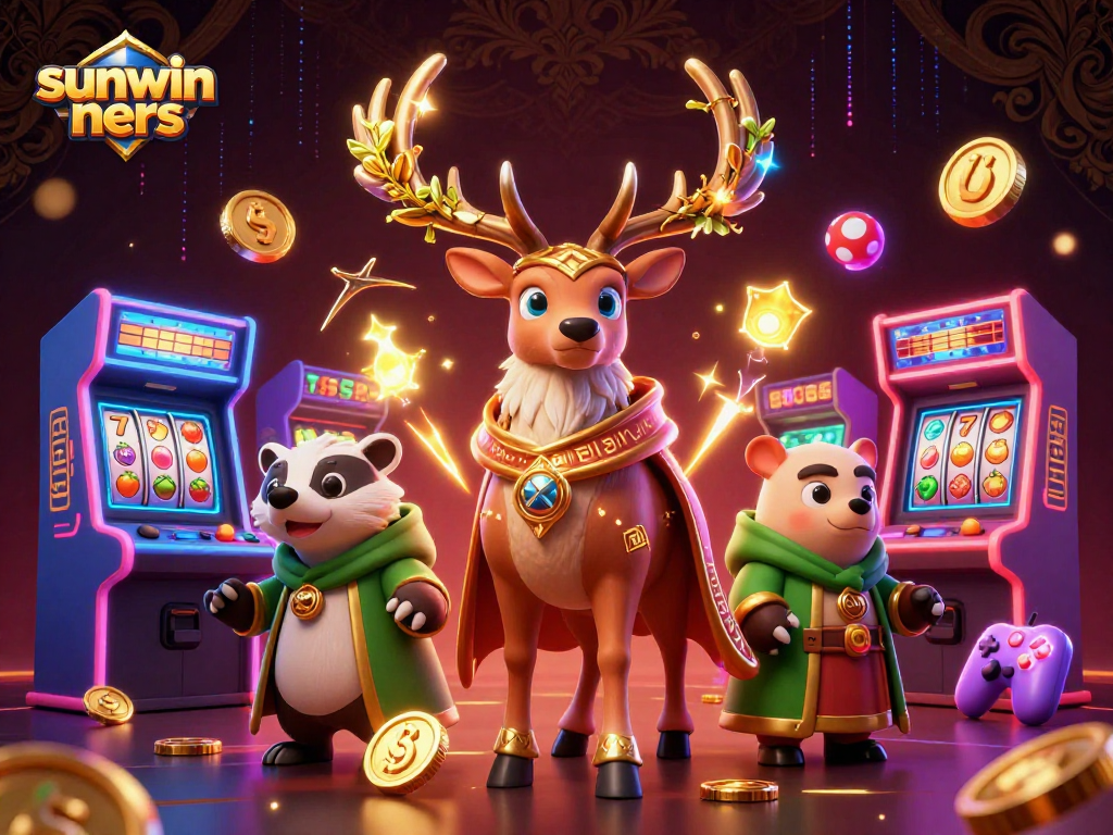 Engage with sunwin ners in a vibrant casino scene featuring captivating game elements and enchanting characters.