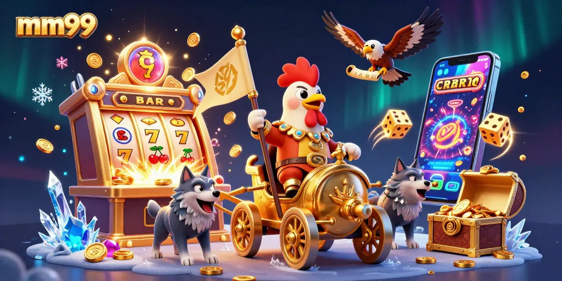 Experience the thrill of mm99 with a dynamic casino scene featuring jackpots and exciting game elements.