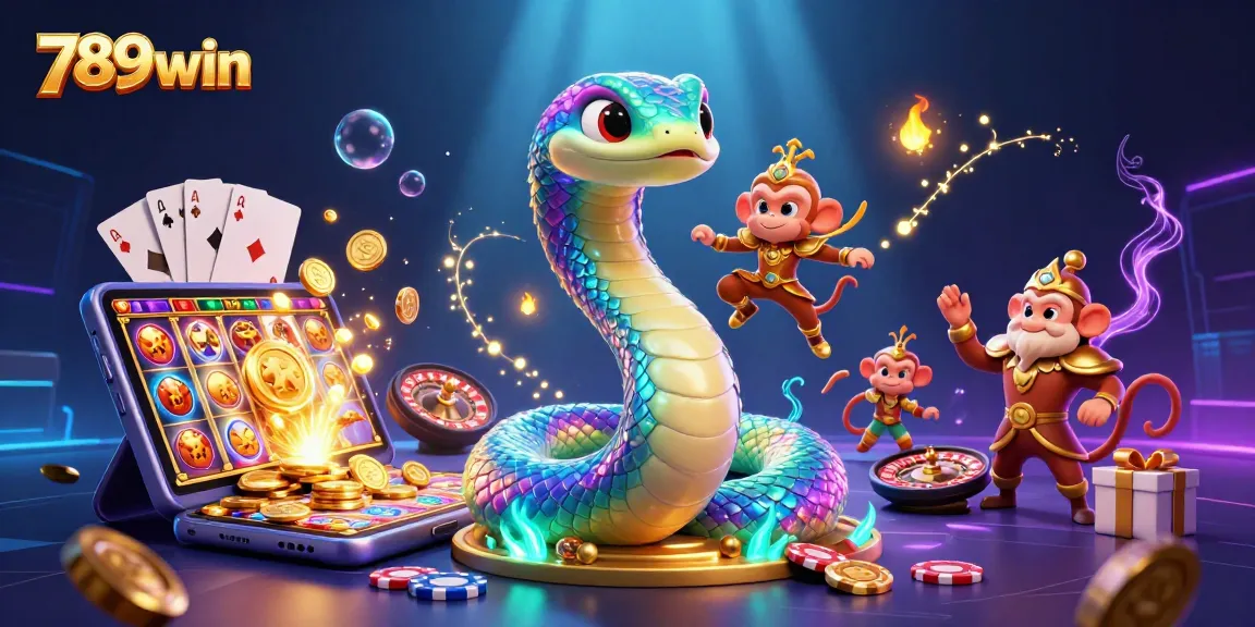 Experience the vibrant gaming world of 789win with dynamic casino elements and enchanting characters.